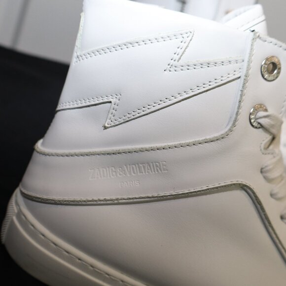 Zadig & Voltaire Womens Flash High Top Sneakers White Size EU 39 US 8 Lace Zip - Picture 3 of 12